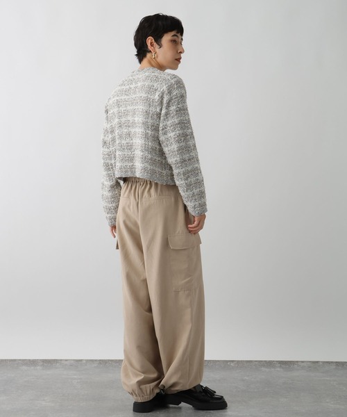 studio CLIP(スタディオクリップ)の「《ウタオ》ニットジャケット(ノーカラージャケット・レディース・ブラック/グレー・FREE)」の9枚目の写真