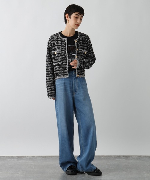 studio CLIP(スタディオクリップ)の「《ウタオ》ニットジャケット(ノーカラージャケット・レディース・ブラック/グレー・FREE)」の14枚目の写真