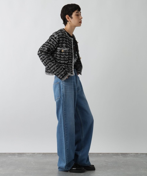 studio CLIP(スタディオクリップ)の「《ウタオ》ニットジャケット(ノーカラージャケット・レディース・ブラック/グレー・FREE)」の15枚目の写真