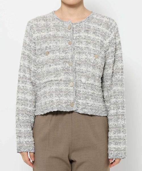 studio CLIP(スタディオクリップ)の「《ウタオ》ニットジャケット(ノーカラージャケット・レディース・ブラック/グレー・FREE)」の17枚目の写真