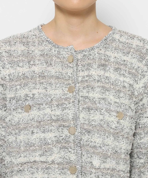 studio CLIP(スタディオクリップ)の「《ウタオ》ニットジャケット(ノーカラージャケット・レディース・ブラック/グレー・FREE)」の20枚目の写真