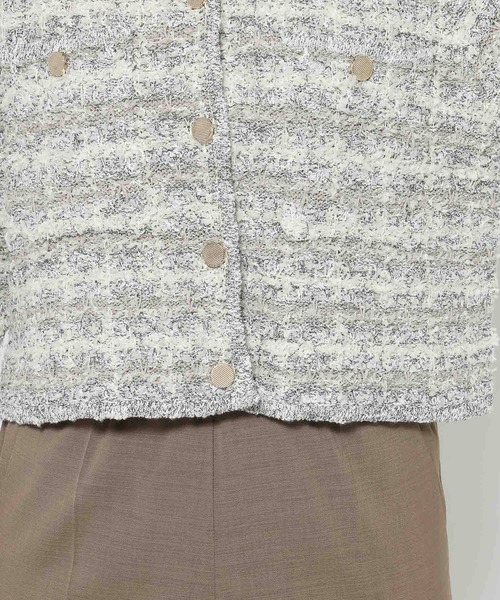 studio CLIP(スタディオクリップ)の「《ウタオ》ニットジャケット(ノーカラージャケット・レディース・ブラック/グレー・FREE)」の22枚目の写真