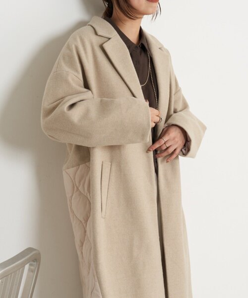 Jena espace merveilleux(ジェナ エスパスメルヴェイユ)の「【体系カバー/スタイルアップ】キルティング切替ロングコート(その他アウター・レディース・ベージュ/ネイビー・FREE)」の9枚目の写真