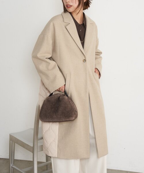 Jena espace merveilleux(ジェナ エスパスメルヴェイユ)の「【体系カバー/スタイルアップ】キルティング切替ロングコート(その他アウター・レディース・ベージュ/ネイビー・FREE)」の13枚目の写真