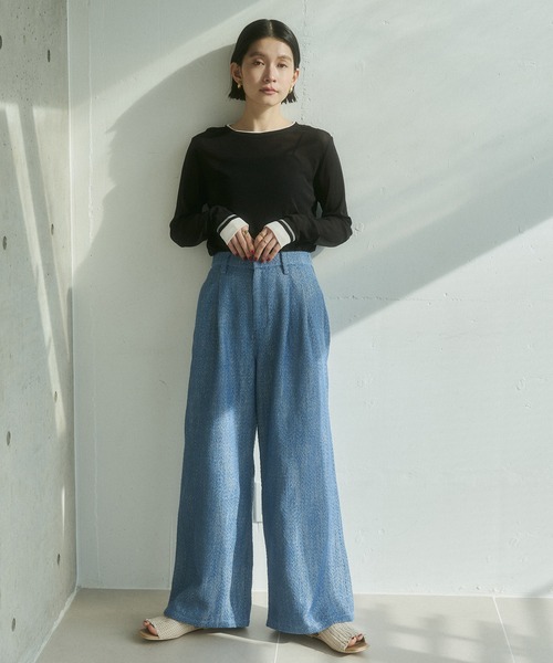 hunch(ハンチ)の「パワーネット 配色 レイヤード シアートップス(Tシャツ/カットソー・レディース・ベージュ/ブラック/ダークブラウン/グレー/ブラック系その他/オフホワイト・FREE)」の20枚目の写真