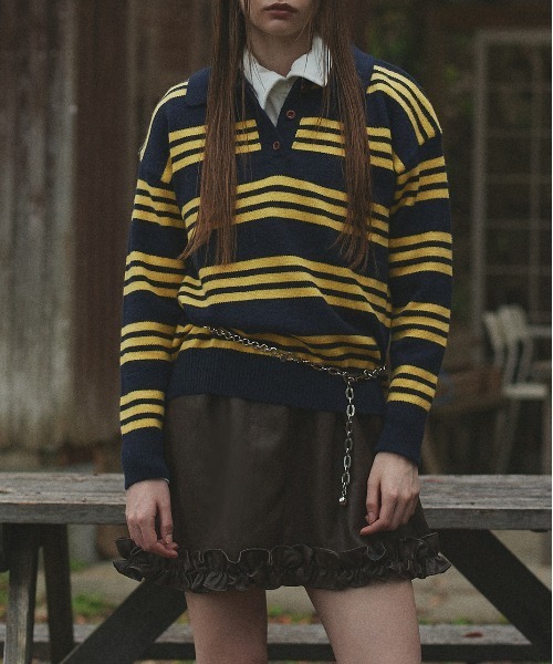 新品未開封 ETRETOKYO マルチボーダーニットポロ NAVY ETRE TOKYO - マルチボーダーニットポロ (BEIGE) | ADDICT WEB SHOP