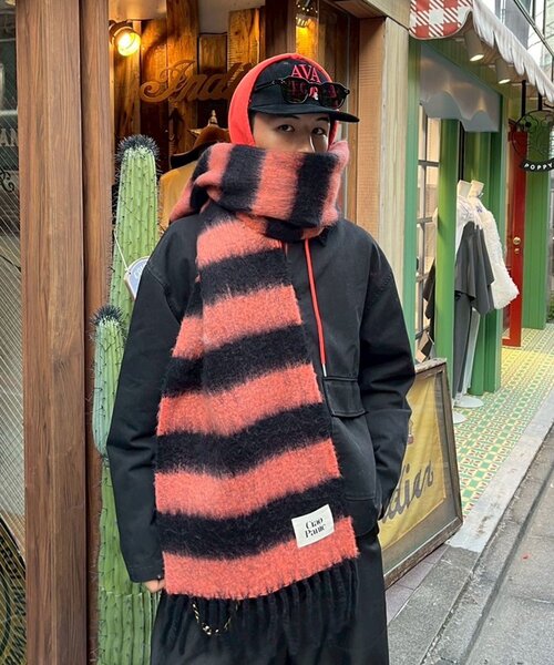 CIAOPANIC(チャオパニック)の「ボーダーアソートフリンジボリュームマフラー(マフラー・レディース・その他/ブラック/ローズ/ライム/ピンク/ブラウン/ホワイト/バイオレット/イエロー/パープル/レモンイエロー/ブルー/グリーン/モカ/マスタード/ミント/オレンジ/サーモンピンク・FREE)」の3枚目の写真