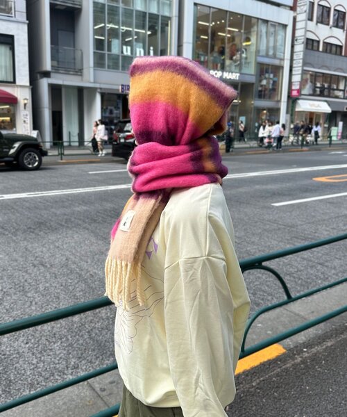 CIAOPANIC(チャオパニック)の「ボーダーアソートフリンジボリュームマフラー(マフラー・レディース・その他/ブラック/ローズ/ライム/ピンク/ブラウン/ホワイト/バイオレット/イエロー/パープル/レモンイエロー/ブルー/グリーン/モカ/マスタード/ミント/オレンジ/サーモンピンク・FREE)」の20枚目の写真