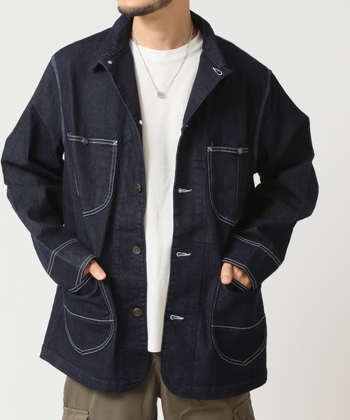 HANES(ヘインズ)の「【HANES/ヘインズ】ストレッチデニムカバーオール レギュラーフィット(カバーオール・メンズ・ネイビー/ブルー/ブラック/サックスブルー・M/L/LL)」の1枚目の写真