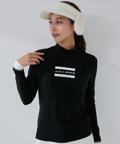 JUN&ROPE'(ジュンアンドロペ)の「フロントロゴ長袖モックプルオーバー/保温・吸湿発熱(Tシャツ/カットソー・レディース・ブラック/ホワイト・S/M/L)」の2枚目の写真