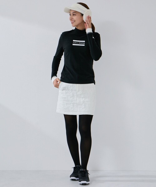 JUN&ROPE'(ジュンアンドロペ)の「フロントロゴ長袖モックプルオーバー/保温・吸湿発熱(Tシャツ/カットソー・レディース・ブラック/ホワイト・S/M/L)」の4枚目の写真