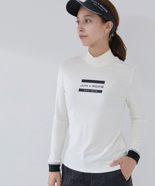 JUN&ROPE'(ジュンアンドロペ)の「フロントロゴ長袖モックプルオーバー/保温・吸湿発熱(Tシャツ/カットソー・レディース・ブラック/ホワイト・S/M/L)」の8枚目の写真