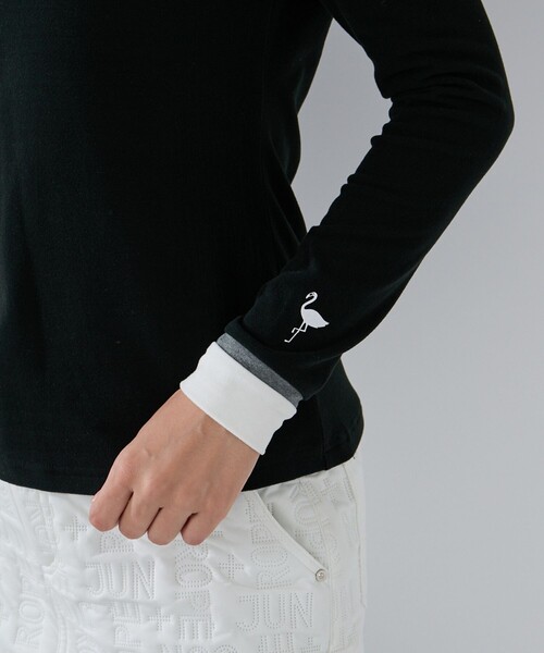 JUN&ROPE'(ジュンアンドロペ)の「フロントロゴ長袖モックプルオーバー/保温・吸湿発熱(Tシャツ/カットソー・レディース・ブラック/ホワイト・S/M/L)」の14枚目の写真