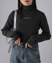 Riberry | 胸刺繍ロゴリブタートルニット(ニット/セーター)