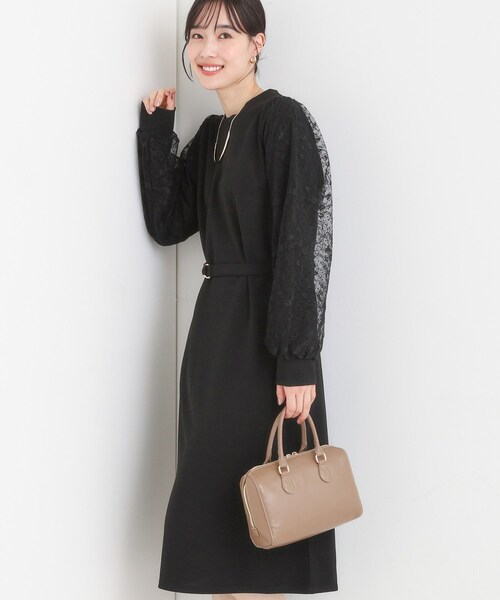 セール】【S-LL】お袖チュールレース切り替えワンピース（ワンピース