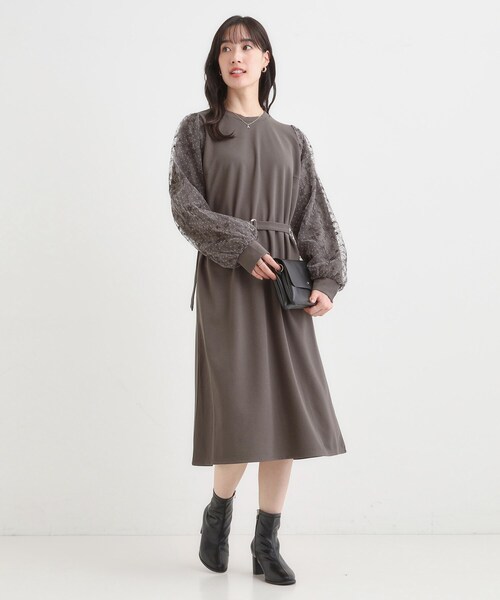 DRESKIP（ドレスキップ）の「【S-LL】お袖チュールレース切り替えワンピース（ワンピース・レディース・ブラック/ブラウン系その他・01/02/03/04）」の3枚目の写真