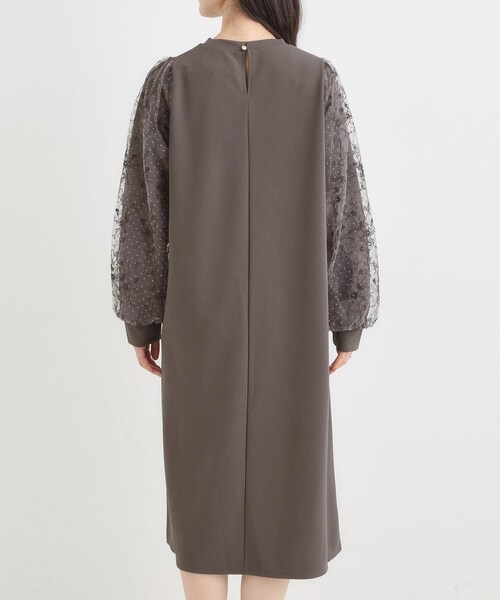 セール】【S-LL】お袖チュールレース切り替えワンピース（ワンピース