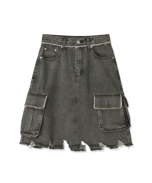 AVANDRESS（アバンドレス ）の「Harper Tassel Denim Short Skirt - 2COL（スカート・レディース・ブルー/ブラウン・SMALL/MEDIUM/LARGE）」の5枚目の写真