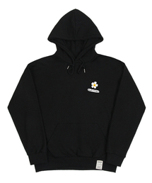 [UNISEX]フラワーボードスマイルフードパーカー_ブラック
