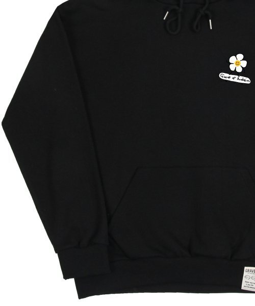 GRAVER（グレーバー）の「[UNISEX]フラワーボードスマイルフードパーカー_ブラック（パーカー・レディース・ブラック・SMALL/MEDIUM/LARGE）」の5枚目の写真