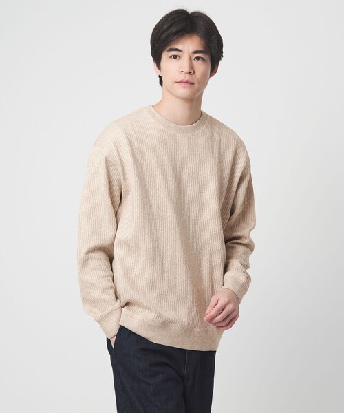 green label relaxing(グリーンレーベルリラクシング)の「メランジ ダブルフェイス クルーネック カットソー(Tシャツ/カットソー・メンズ・ブラック/ベージュ/ライトグレー・L/XL/M/S)」の1枚目の写真