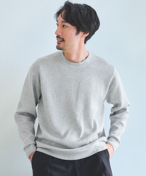 green label relaxing(グリーンレーベルリラクシング)の「メランジ ダブルフェイス クルーネック カットソー(Tシャツ/カットソー・メンズ・ブラック/ベージュ/ライトグレー・L/XL/M/S)」の3枚目の写真
