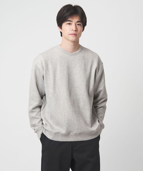 green label relaxing(グリーンレーベルリラクシング)の「メランジ ダブルフェイス クルーネック カットソー(Tシャツ/カットソー・メンズ・ブラック/ベージュ/ライトグレー・L/XL/M/S)」の5枚目の写真