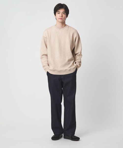 green label relaxing(グリーンレーベルリラクシング)の「メランジ ダブルフェイス クルーネック カットソー(Tシャツ/カットソー・メンズ・ブラック/ベージュ/ライトグレー・L/XL/M/S)」の8枚目の写真