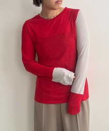 LHELBIE | バックロゴバイカラーカットトップス(Tシャツ/カットソー)