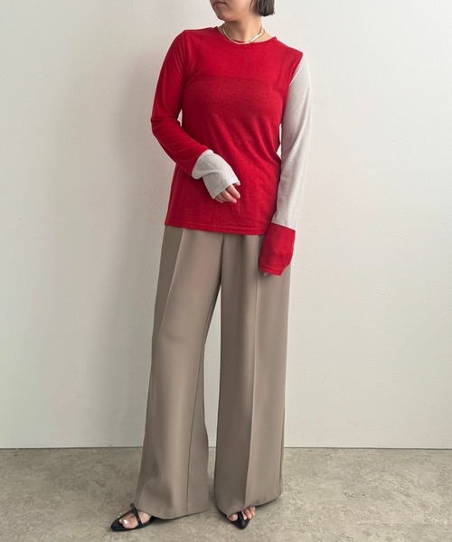 LHELBIE（レルビエ）の「バックロゴバイカラーカットトップス（Tシャツ/カットソー・レディース・ブラック/アイボリー/レッド・M）」の10枚目の写真