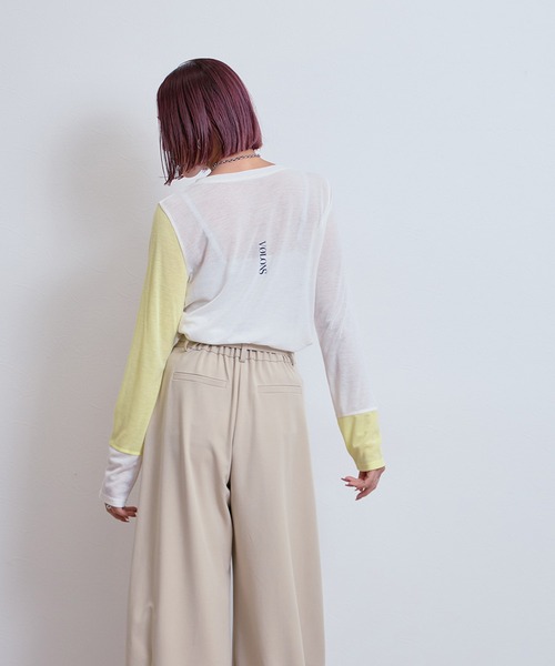 LHELBIE（レルビエ）の「バックロゴバイカラーカットトップス（Tシャツ/カットソー・レディース・ブラック/アイボリー/レッド・M）」の21枚目の写真