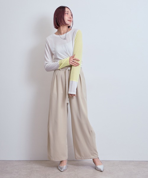 LHELBIE（レルビエ）の「バックロゴバイカラーカットトップス（Tシャツ/カットソー・レディース・ブラック/アイボリー/レッド・M）」の15枚目の写真