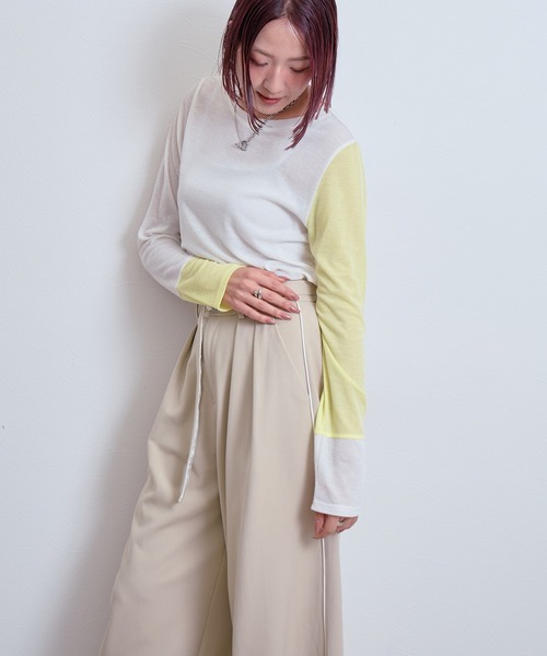 LHELBIE（レルビエ）の「バックロゴバイカラーカットトップス（Tシャツ/カットソー・レディース・ブラック/アイボリー/レッド・M）」の17枚目の写真