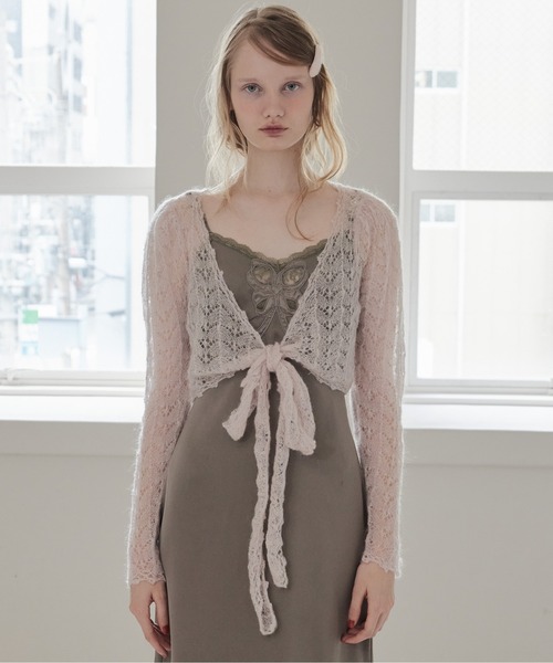 etre loin(エトルワン)の「Mohair crochet ribbon cardigan(カーディガン/ボレロ・レディース・ホワイト/ライトグレー/ピンク・M)」の12枚目の写真