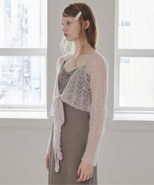 etre loin(エトルワン)の「Mohair crochet ribbon cardigan(カーディガン/ボレロ・レディース・ホワイト/ライトグレー/ピンク・M)」の13枚目の写真