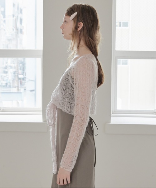 etre loin(エトルワン)の「Mohair crochet ribbon cardigan(カーディガン/ボレロ・レディース・ホワイト/ライトグレー/ピンク・M)」の14枚目の写真