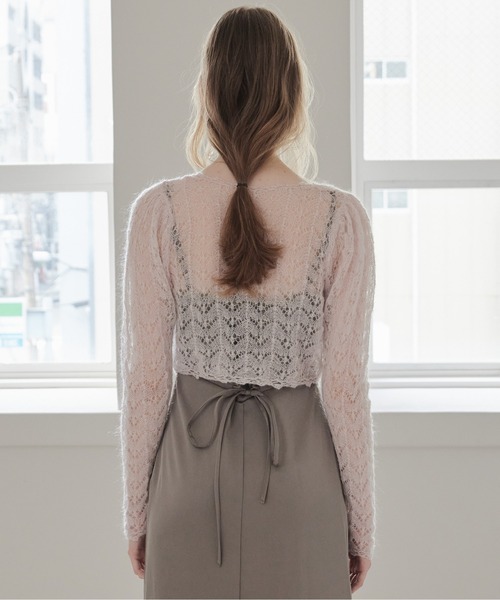etre loin(エトルワン)の「Mohair crochet ribbon cardigan(カーディガン/ボレロ・レディース・ホワイト/ライトグレー/ピンク・M)」の15枚目の写真