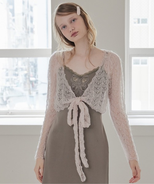 etre loin(エトルワン)の「Mohair crochet ribbon cardigan(カーディガン/ボレロ・レディース・ホワイト/ライトグレー/ピンク・M)」の9枚目の写真