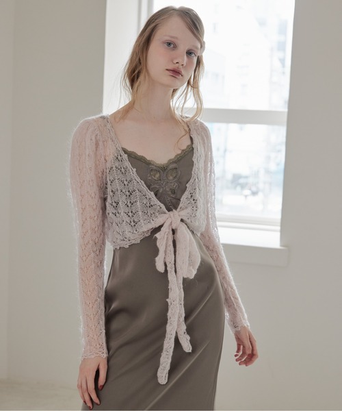 etre loin(エトルワン)の「Mohair crochet ribbon cardigan(カーディガン/ボレロ・レディース・ホワイト/ライトグレー/ピンク・M)」の10枚目の写真