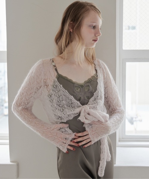 etre loin(エトルワン)の「Mohair crochet ribbon cardigan(カーディガン/ボレロ・レディース・ホワイト/ライトグレー/ピンク・M)」の11枚目の写真