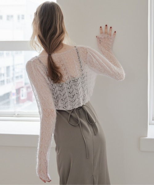 etre loin(エトルワン)の「Mohair crochet ribbon cardigan(カーディガン/ボレロ・レディース・ホワイト/ライトグレー/ピンク・M)」の21枚目の写真