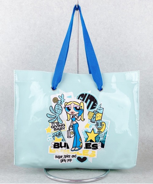 FLAPPER(フラッパー)の「FLAPPER フラッパー:パワーパフ ガールズ ショッパートート(トートバッグ・レディース・グリーン/ピンク/サックスブルー・FREE)」の1枚目の写真