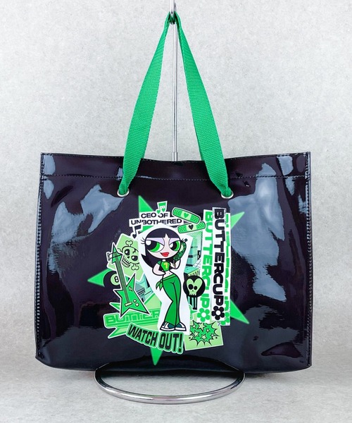 FLAPPER(フラッパー)の「FLAPPER フラッパー:パワーパフ ガールズ ショッパートート(トートバッグ・レディース・グリーン/ピンク/サックスブルー・FREE)」の2枚目の写真