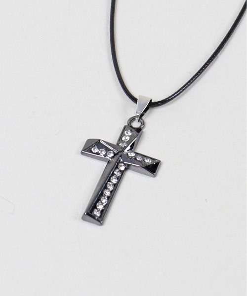 SPINNS(スピンズ)の「紐ネックレス/クロススタッズ(ネックレス・レディース・ブラック・ONESIZE)」の2枚目の写真