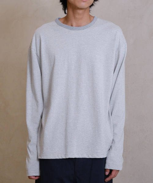 DIVEIN(ダイブイン)の「UNIFORM STRIPE LONG SLEEVE (MELANGE/GRAY)(Tシャツ/カットソー・メンズ・その他・0/1/2)」の1枚目の写真