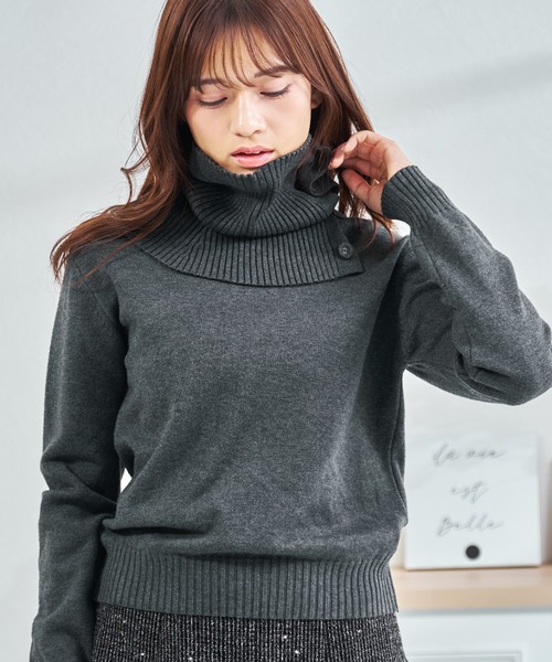 MISCH MASCH(ミッシュマッシュ)の「ZOZO限定 ネックウォーマー2wayニット(ニット/セーター・レディース・アイボリー/グレー・フリ-)」の1枚目の写真