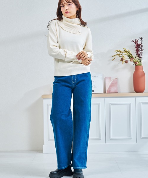 MISCH MASCH(ミッシュマッシュ)の「ZOZO限定 ネックウォーマー2wayニット(ニット/セーター・レディース・アイボリー/グレー・フリ-)」の7枚目の写真