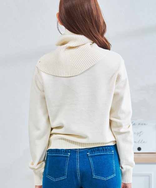 MISCH MASCH(ミッシュマッシュ)の「ZOZO限定 ネックウォーマー2wayニット(ニット/セーター・レディース・アイボリー/グレー・フリ-)」の13枚目の写真