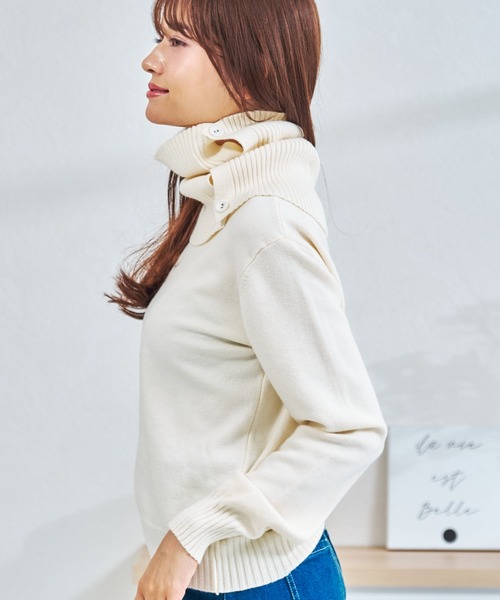 MISCH MASCH(ミッシュマッシュ)の「ZOZO限定 ネックウォーマー2wayニット(ニット/セーター・レディース・アイボリー/グレー・フリ-)」の11枚目の写真