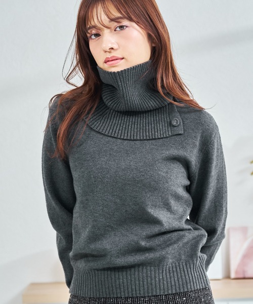 MISCH MASCH(ミッシュマッシュ)の「ZOZO限定 ネックウォーマー2wayニット(ニット/セーター・レディース・アイボリー/グレー・フリ-)」の18枚目の写真